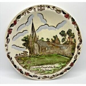 Vernon Kilns Little Chapel of the Roses Glen Abbey Hand Painted Plate Vintage